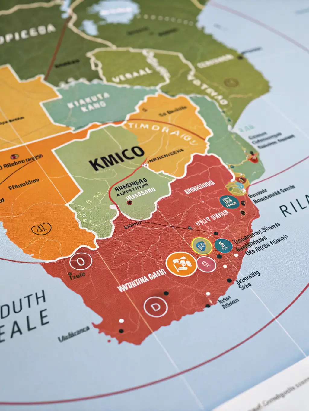 A map of South Africa highlighting key economic regions, representing local expertise and understanding of the market.