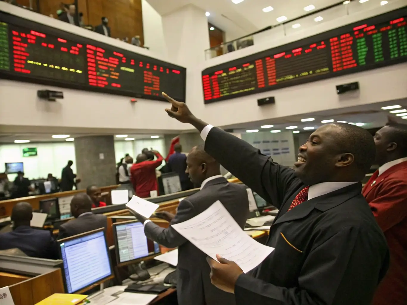 A vibrant image depicting the Johannesburg Stock Exchange, symbolizing the dynamic South African market.