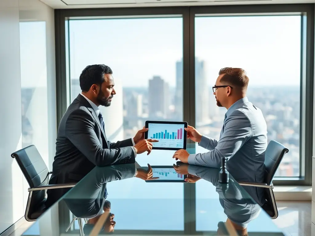 A client reviewing their diversified investment portfolio with a financial advisor, highlighting wealth management strategies.